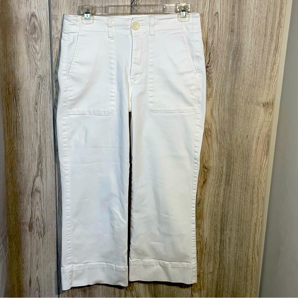 CAbi White Ankle Cropped Jeans Sz 2